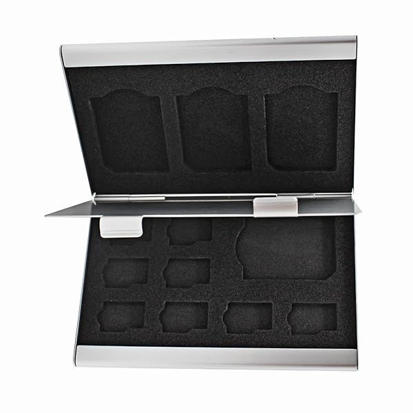 Foto&Tech Silver Aluminum Memory Card Case: 4 SD & 8 Micro SD Slots for Lexar, SanDisk, Kingston, Sony
