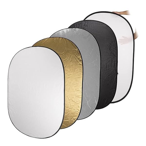Fotodiox 40x60in 5-in-1 Collapsible Reflector Panel for Photography & Video - Black, Gold, Silver, Translucent, White
