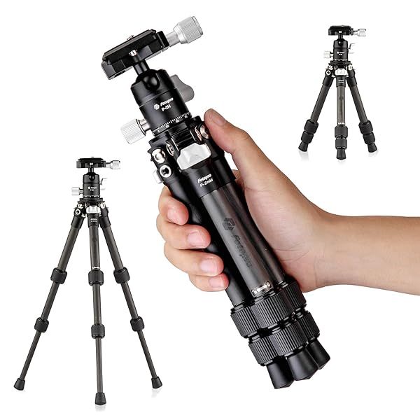 Fotopro Mini Carbon Fiber Tripod, Lightweight Compact Travel Tripod with 360 Degree Ball Head, QR Plate for Camera Camcorder, Mini Tripod Max Load 11lbs, Black