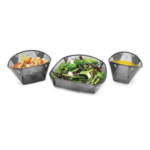 Fozzils Snapfold Solo Pack: Gray Cup, Bowl & Plate Set for Easy Dining on the Go