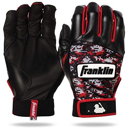 Franklin Sports MLB Digitek Baseball Batting Gloves - Gray/Red for Adults - Size Large