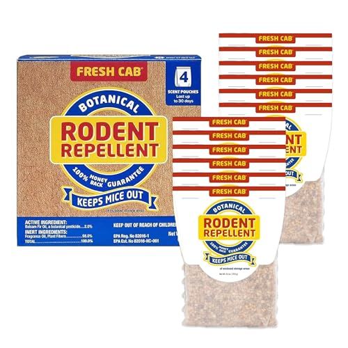 Fresh Cab Botanical Rodent Repellent: Eco-Friendly 12 Scent Pouches to Keep Mice Out