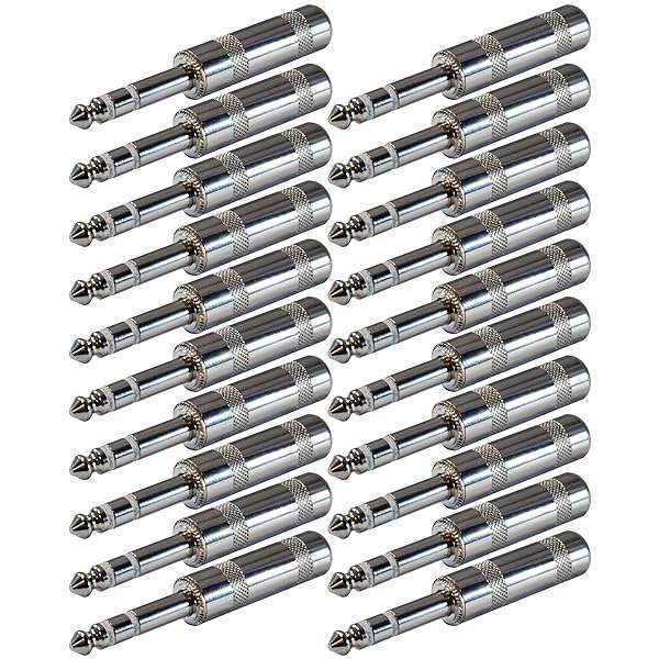 "GLS Audio 1/4" TRS Male Plugs - 20 Pack for Balanced Patch Cables & Snakes | High-Quality Stereo Connectors"
