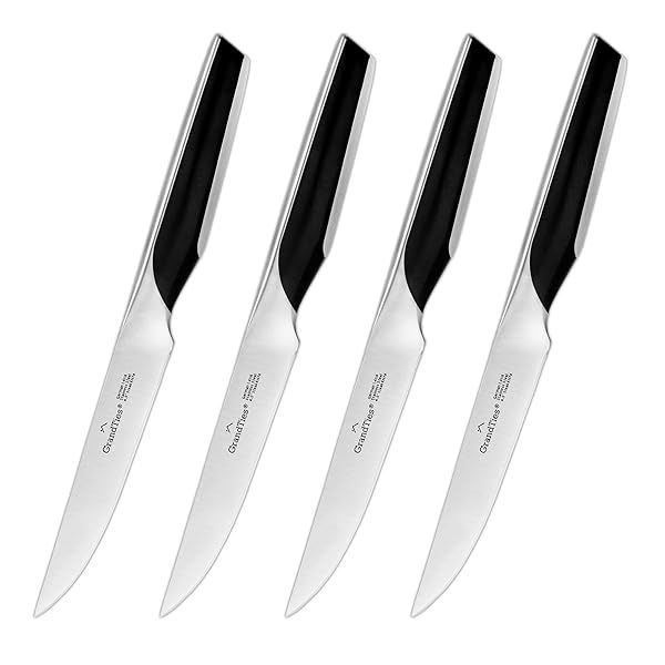 GRANDTIES FEINSTE Ultra Sharp Steak Knives Set of 4 | High Carbon German Steel | Perfect Gift with Elegant Knife Box
