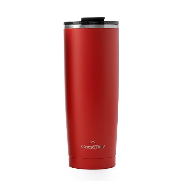 GRANDTIES 20oz Insulated Coffee Tumbler - Leak Proof, Double Walled Stainless Steel Travel Mug for Hot & Cold Drinks - Cranberry