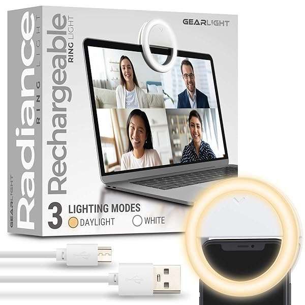 GearLight Selfie Ring Light: Rechargeable LED for iPhone & Laptop - Perfect for Video Recording & Teen Room Decor