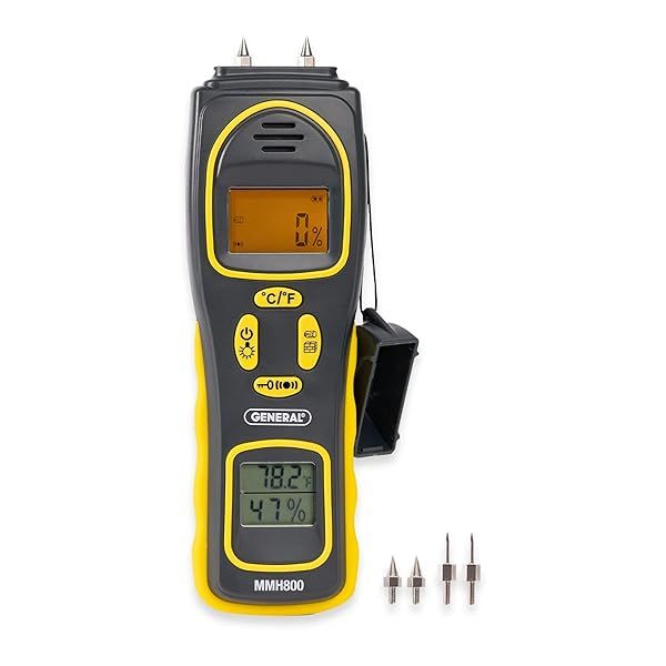 General Tools MMH800 Moisture Meter: Pin/Pinless, Temp & Humidity Features for Accurate Readings