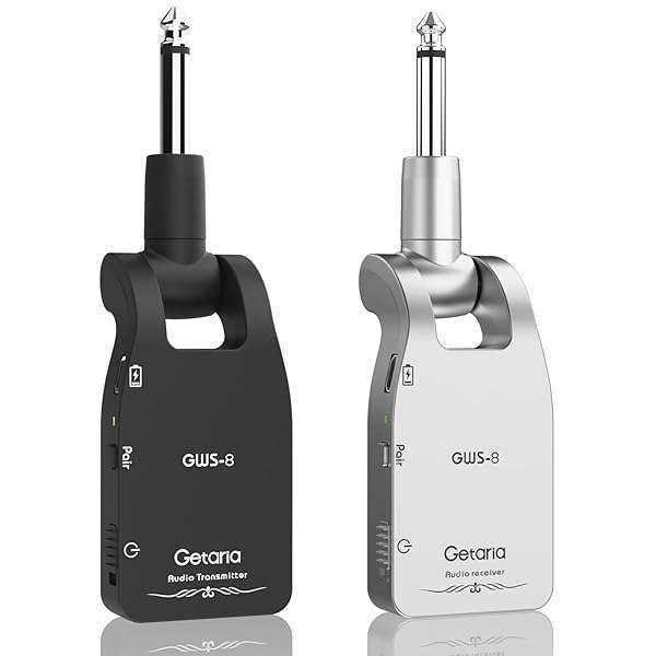 Getaria 2.4GHz Wireless Guitar System: Rechargeable Transmitter & Receiver for Electric Guitar & Bass