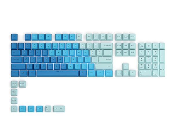 Glorious GPBT Caribbean Ocean Keycaps - Thick PBT 114 Keycap Set for All Mechanical Keyboards