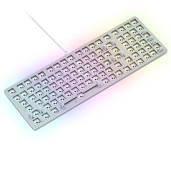 Glorious GMMK 2 Full Size Barebones Mechanical Keyboard Frame - Customizable RGB, Aluminium, QWERTY Layout - White