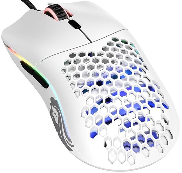 Glorious Model O Wired Gaming Mouse: 67g Superlight, RGB, Pixart 3360, Ambidextrous - Matte White Honeycomb Design