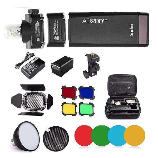Godox AD200 Pro Flash Strobe: 200Ws, 1/8000 HSS, 500 Flashes, 2900mAh Battery & Versatile Heads