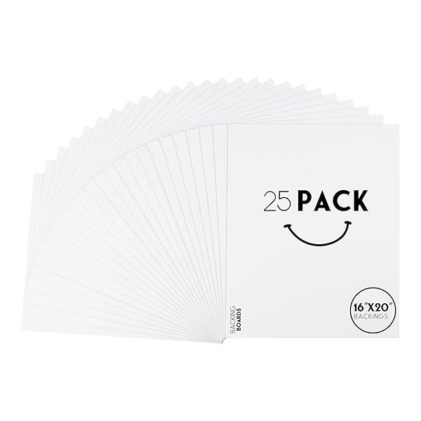 25 Pack 16x20 Bright White Backing Boards by Golden State Art for Photos & Frames