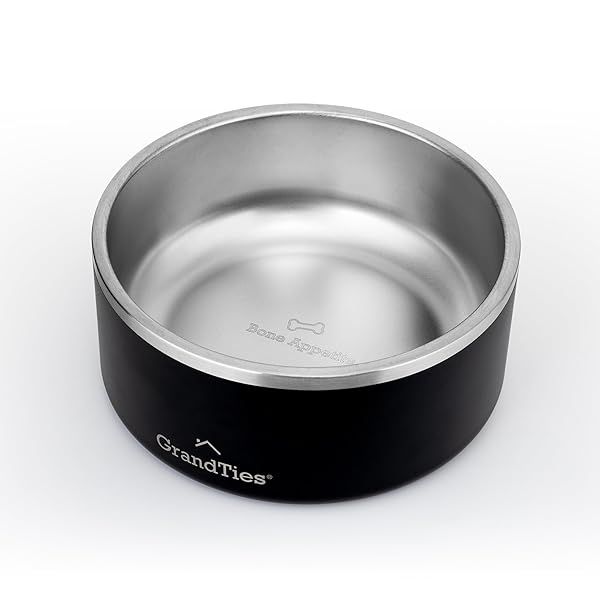 GrandTies 64oz Stainless Steel Dog Bowl - Engraved, BPA-Free, Non-Skid, Heavy Duty & Insulated for Outdoor Use