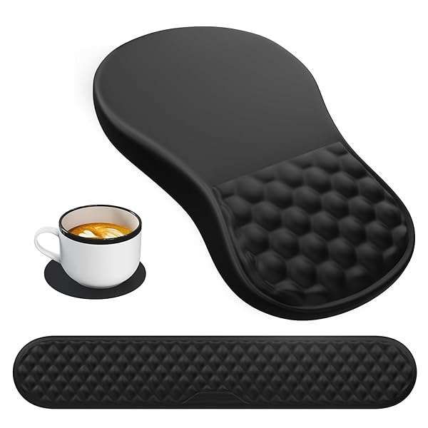 HAOCOO Ergonomic Mouse Pad & Wrist Rest Set - Relieve Wrist Pain with Massage Support for Keyboard & Mouse