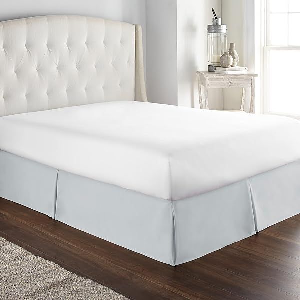 "HC Collection King Bed Skirt - Soft Microfiber, 14" Drop, Wrinkle & Fade Resistant in Ice Blue"