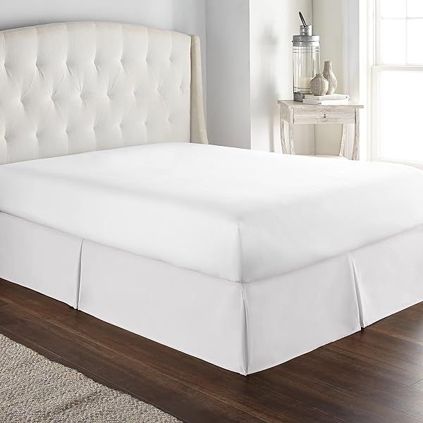 "HC Collection Twin Bed Skirt - Soft Microfiber Box Spring Cover, 14" Drop, Wrinkle & Fade Resistant - White"