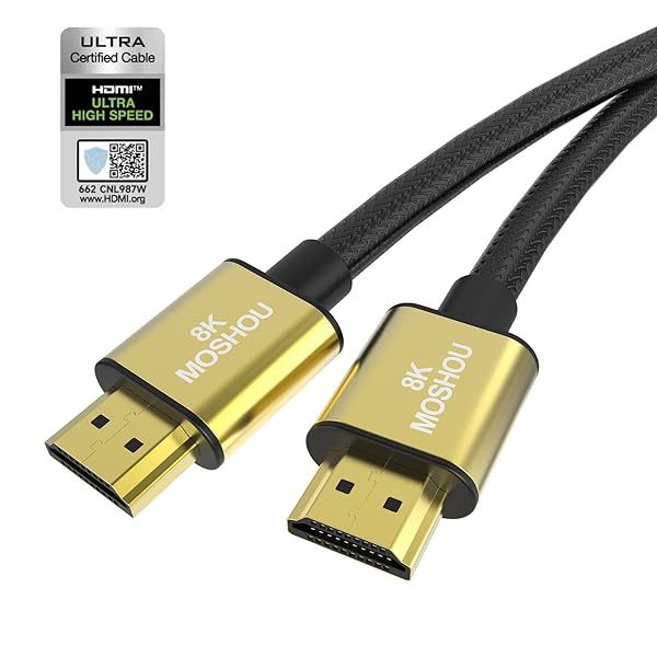 HDMI Cable 2.1 4K@120Hz - Ultra High Speed 8K, 48Gbps, 3ft for PS5, Xbox, RTX3090 - Gold-Plated, Supports ALLM, VRR, HDR