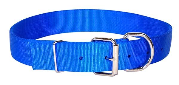 "Buy Hamilton Deluxe Double Thick Nylon Dog Collar 1-3/4" x 22" in Blue - Durable & Stylish Pet Accessory"