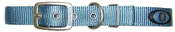 Shop Hamilton Double Thick Nylon Dog Collar - 1-Inch x 26-Inch, Ocean Blue with Brushed Hardware Finish