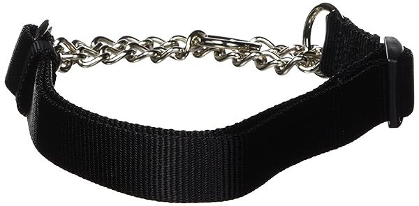 Adjustable 20-32 Inch Combo Choke Dog Collar - Hamilton Pet & Equine, Large Chain & Black Nylon