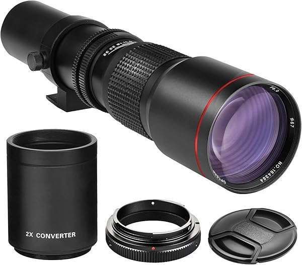 High-Power 500mm/1000mm f/8 Telephoto Lens for Sony Alpha A99, A77, A65 & More - Perfect for DSLR Photography