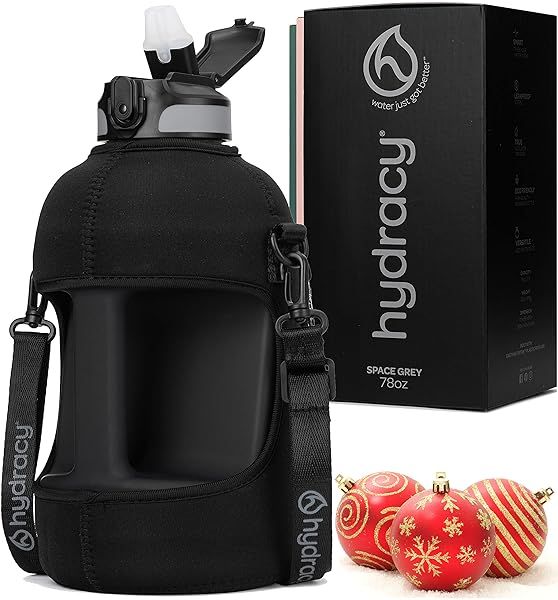 Hydracy 78 oz Water Bottle with Sleeve & Straw - BPA Free, Leak Proof, Motivational Jug for Fitness & Outdoor Activities