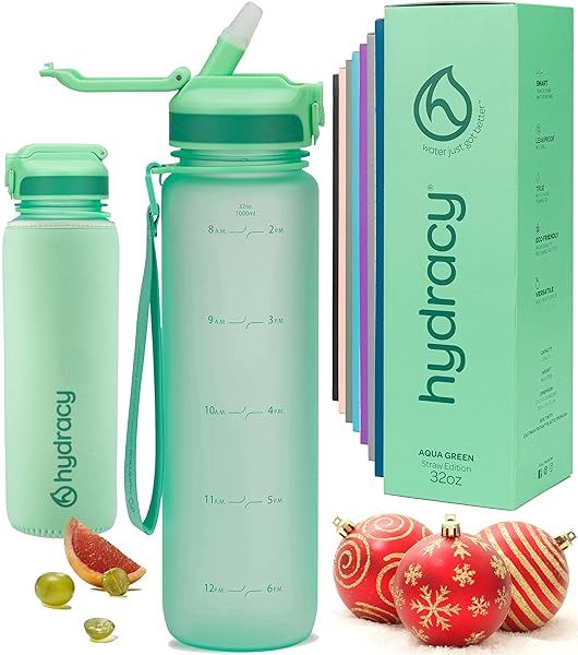 Stay Hydrated: Hydracy 32 Oz Motivational Water Bottle with Time Markers & Straw - BPA Free, Leak Proof, Perfect for Fitness & Outdoors
