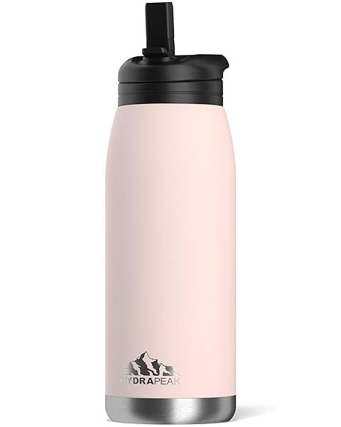 Hydrapeak Flow 32oz Insulated Water Bottle - BPA-Free, Leak-Proof, with Straw Lid & Handle (Seashell) - Perfect for Hydration on the Go!