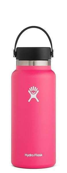 Hydro Flask 32 oz Water Bottle - Stainless Steel, Vacuum Insulated, Wide Mouth 2.0, Leak Proof Flex Cap - Watermelon Color