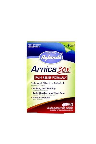 Hyland's Arnica Tablets 30X - Natural Pain Relief & Bruising Aid, 50 Count (Pack of 6) - Fast-Acting Homeopathic Solution