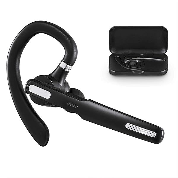 ICOMTOFIT Bluetooth Headset V5.0: Wireless Earpiece with 8-10 Hours Talk Time & Noise Cancelling for iPhone & Android