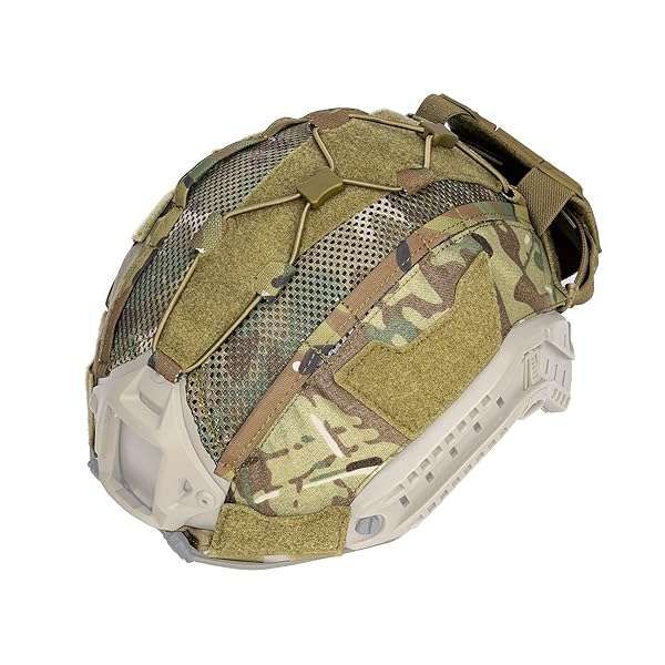 IDOGEAR Tactical Helmet Cover with Battery Pouch - M/L & L/XL Sizes for Paintball & Hunting - Durable 500D Nylon Gear