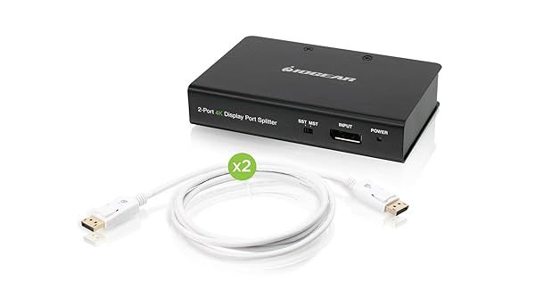 IOGEAR 2-Port DisplayPort 1.2 4K Splitter & MST Hub Kit - Multi-Monitor Setup Made Easy