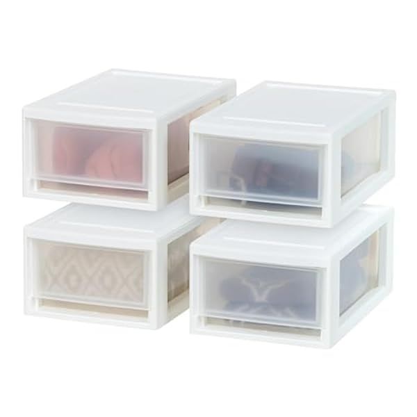 IRIS USA 6 Qt Plastic Drawer Storage Organizer - Stackable 4-Pack for Home, Office & Craft Room