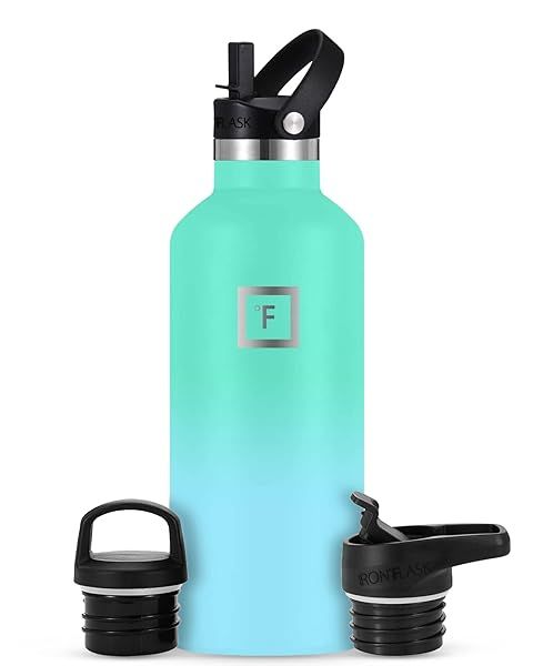 IRON Flask 32 Oz Camping Hydration Canteen - Leak Proof, Insulated, 3 Lids for Hot & Cold Drinks