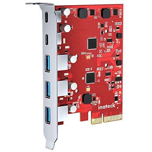 Inateck PCIe to USB 3.2 Gen 2 Card: 20 Gbps, 3 Type-A & 2 Type-C Ports - Boost Your PC's Connectivity!
