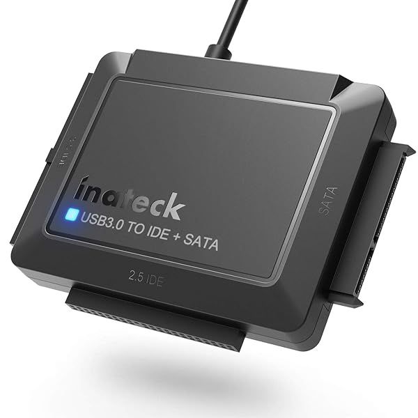 "Inateck USB 3.0 to IDE/SATA External Hard Drive Reader for 2.5"/3.5" HDD/SSD - Fast Data Transfer with 12V/2A Power Supply"