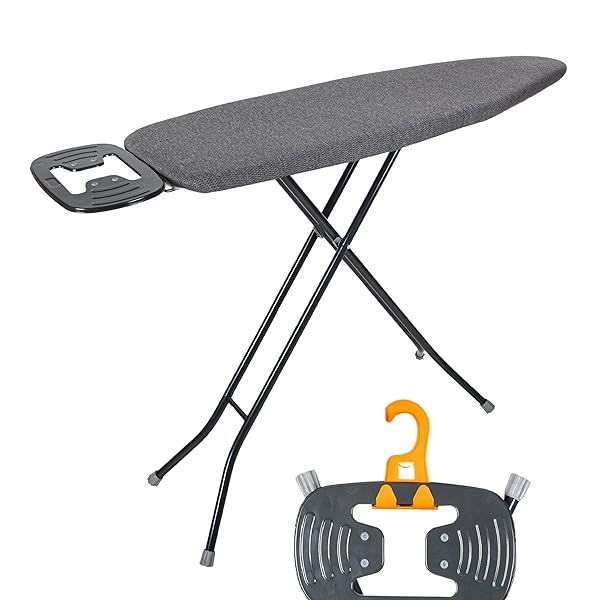 Compact Ironing Board with Iron Rest & 3-Layer Thick Cover - Adjustable Height, Space-Saving, Lightweight & Easy Storage