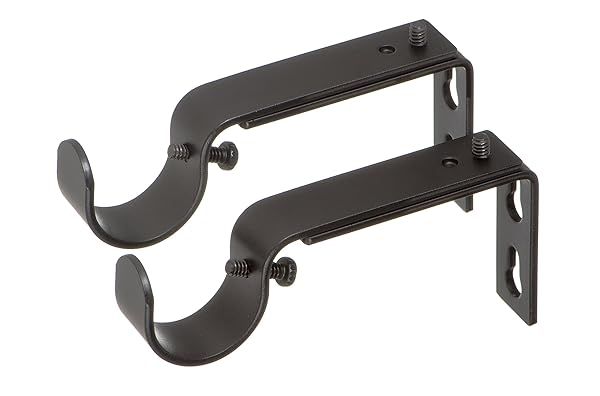 Ivilon Adjustable Curtain Rod Brackets - Antique Black for 1 & 1 1/8 Inch Rods - Set of 2