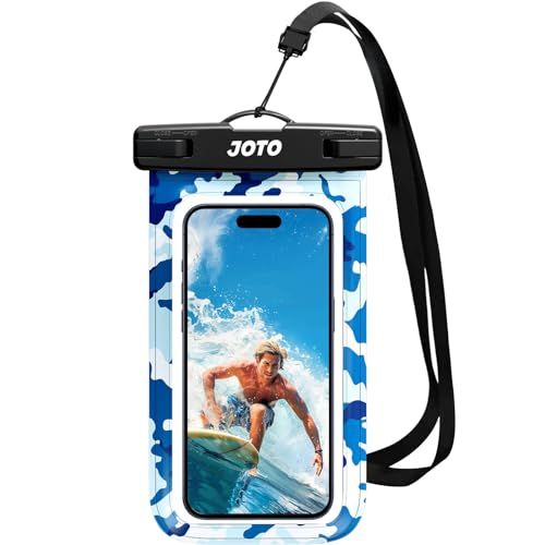 JOTO Universal Waterproof Phone Pouch Cellphone Dry Bag Case for iPhone 15 14 13 12 11 Pro Max 8 7, Galaxy S23 S22 S21, Pixel up to 7&amp;quot; -CamoBlue