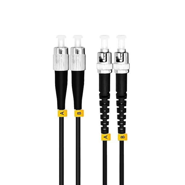 Jeirdus 30M 100FT FC to ST 10G OM3 Outdoor Armored Duplex Fiber Optic Cable Jumper - High-Speed Multimode Patch Cord