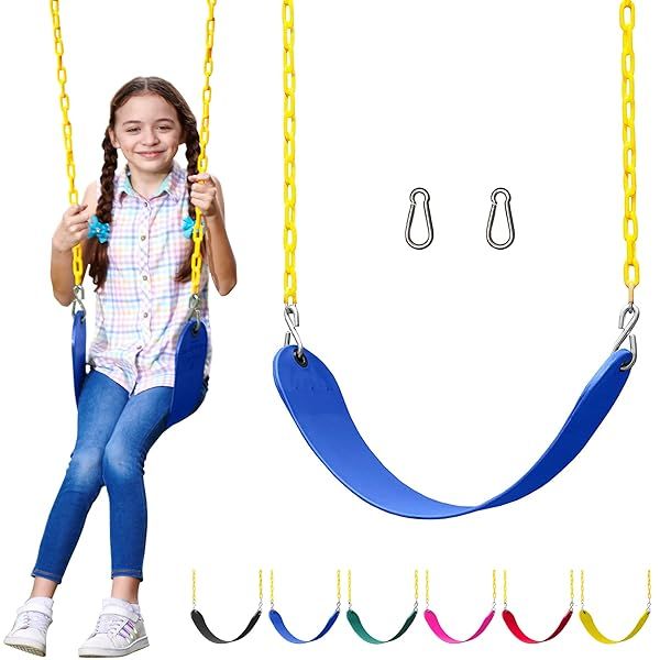 Jungle Gym Kingdom Swing Seat Replacement Kit - Heavy Duty Chains for Outdoor Swing Set - Kids Backyard Playground Accessory (Blue)