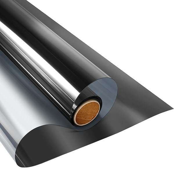 "KESPEN One Way Window Film: Daytime Privacy & Heat Control Tint for Home & Office - Black-Silver, 35.4" x 8.2'"