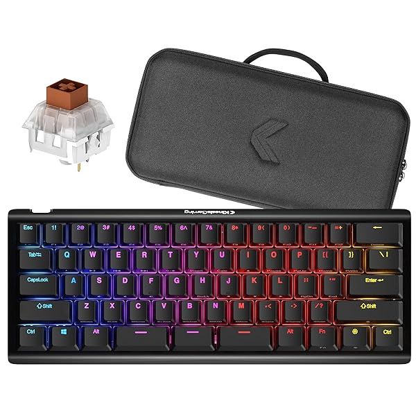 KINESIS TKO Mechanical Keyboard: 60% Layout, Brown Switches, Hotswap, PBT Keycaps & SF Shock Travel Case