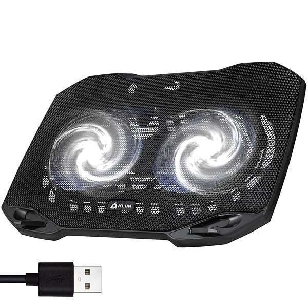 "KLIM Pro Laptop Cooling Pad 2024 - Powerful, Portable & Quiet Cooler for 10-15.6" Laptops - 2 USB Ports - Sturdy Stand"