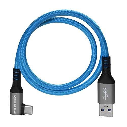 "Buy KONDOR BLUE 12" USB C 3.1 Gen 2 Cable - 10 Gb/s, 100W Power, Right Angle, Braided for 8K Data Delivery"
