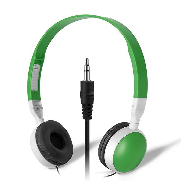 Keewonda KW-N10G Bulk Classroom Headphones 10 Pack - Wired Student Headphones for Schools & Libraries