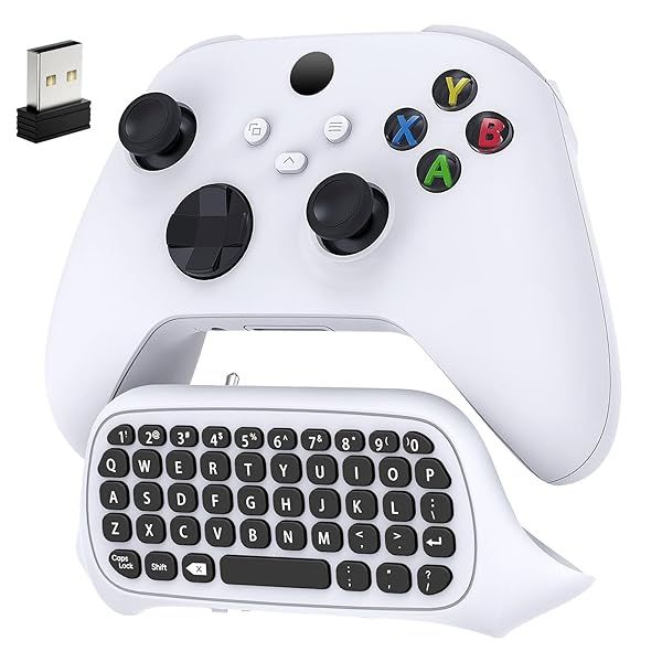 Wireless Chatpad Keyboard for Xbox Series X/S & One - USB Receiver, 3.5mm Audio Jack, White Gaming Accessory