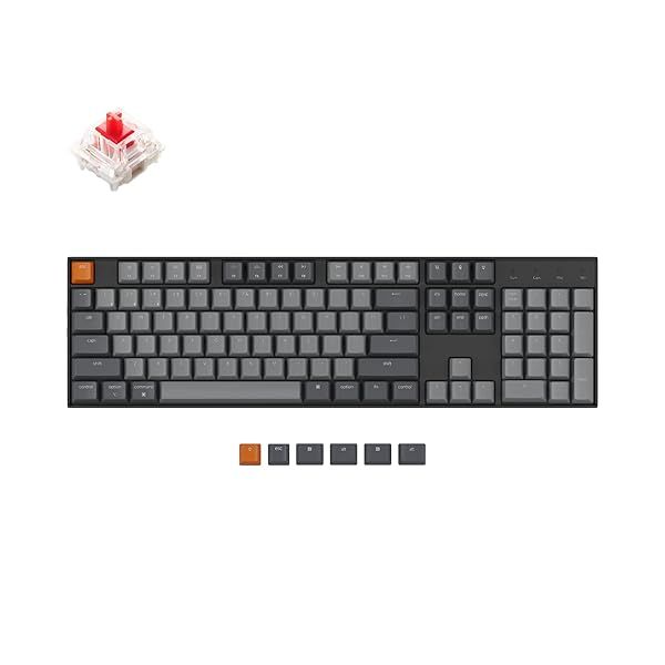 Keychron K10: Full-Size Bluetooth Mechanical Gaming Keyboard for Mac & Windows with RGB Backlight & Gateron G Pro Red Switches